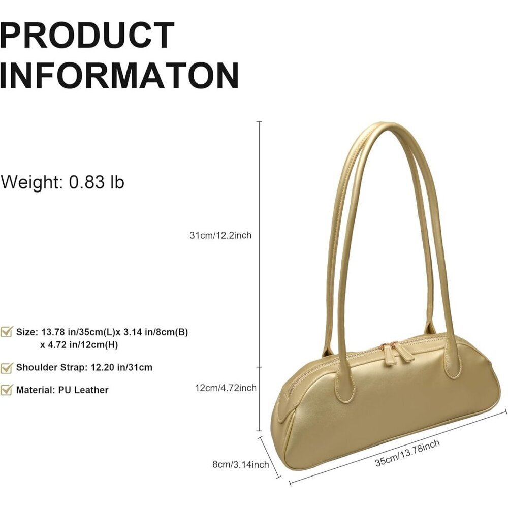 Women Golden PU Leather Shoulder Purse Elegant Swing Bag for daily use Work - Picture 5 of 7